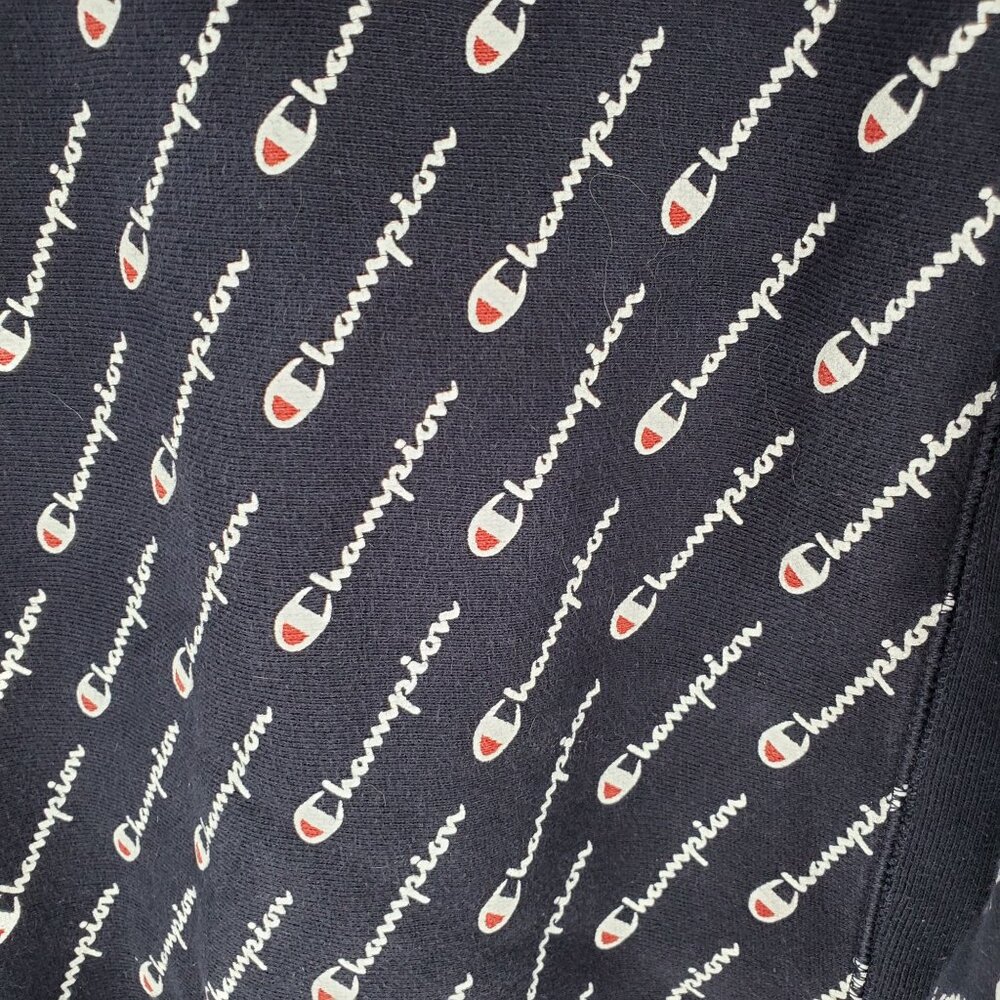 Vintage Champion Reverse Weave Hoodie All Over Print Blue XS Small Logo - Picture 8 of 9